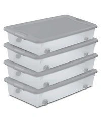 Sterilite 56 Qt Wheeled Under Bed Storage Container, Plastic Bin, 4 Pack