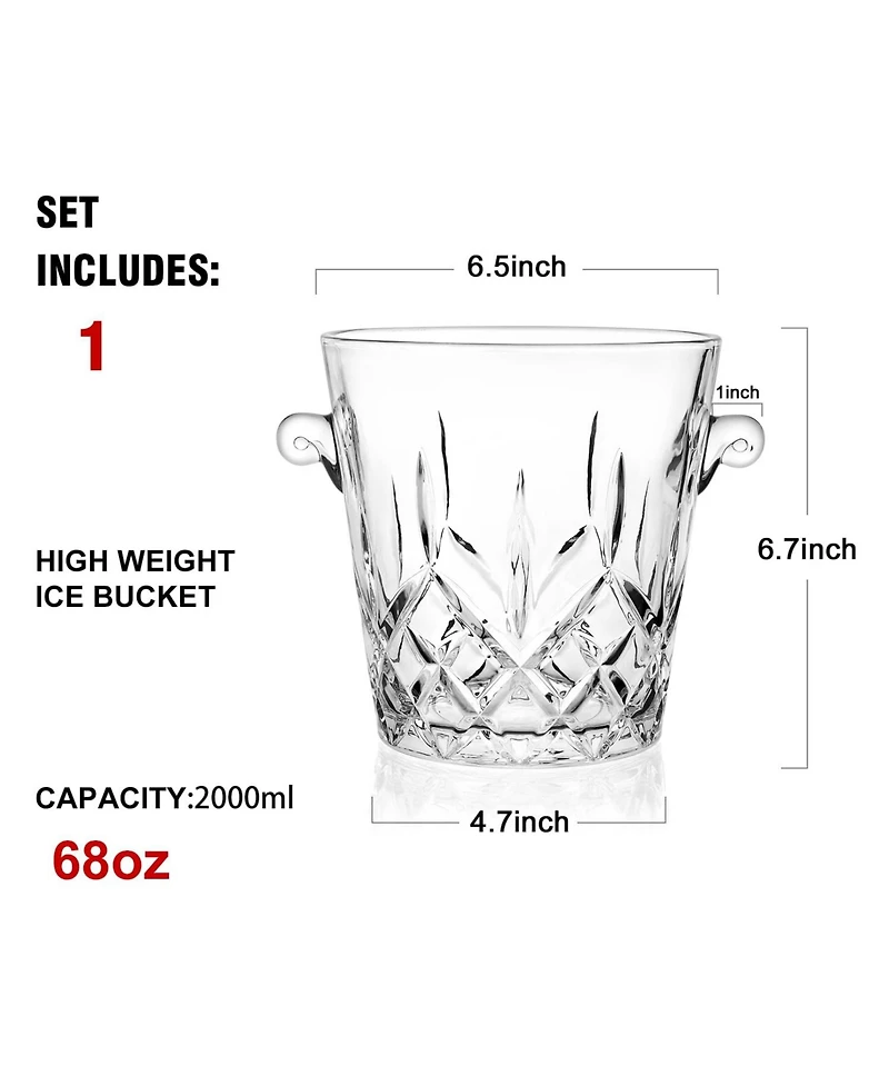 Piscifun 2 Liter Clear Glass Ice Bucket For Parties Drinks Wine Beer