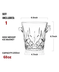 Piscifun 2 Liter Clear Glass Ice Bucket For Parties Drinks Wine Beer
