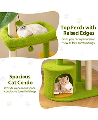 Hongge 48 Inch Multi-Level Cat Tree with Padded Perch Condo Self-Groomer and Sisal Posts