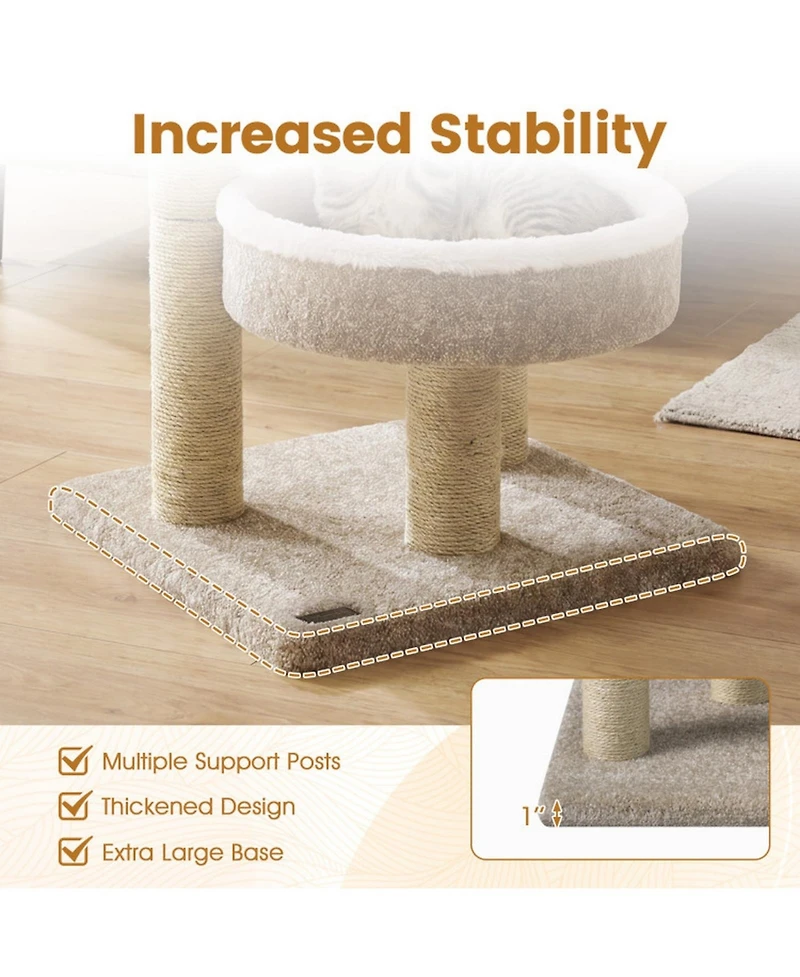 Hongge 24 Inch Cat Tower with 2 Plush Perches Jute Scratching Posts and Dangling Ball