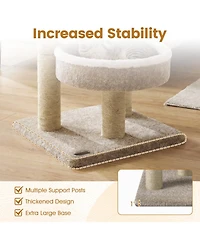 Hongge 24 Inch Cat Tower with 2 Plush Perches Jute Scratching Posts and Dangling Ball