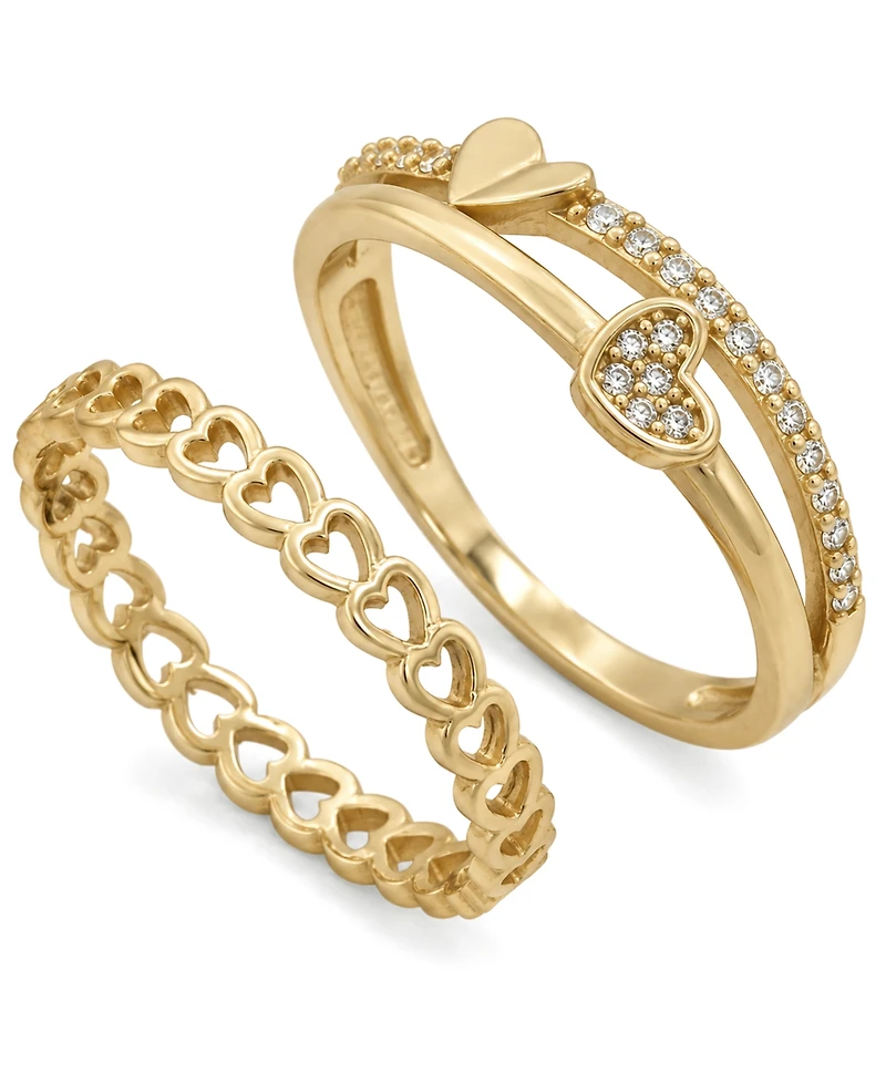 And Now This 2-Pc. Cubic Zirconia 18k Gold Plated Brass Ring Set, Macy's Exclusive