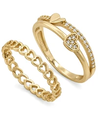 And Now This 2-Pc. Cubic Zirconia 18k Gold Plated Brass Ring Set, Macy's Exclusive