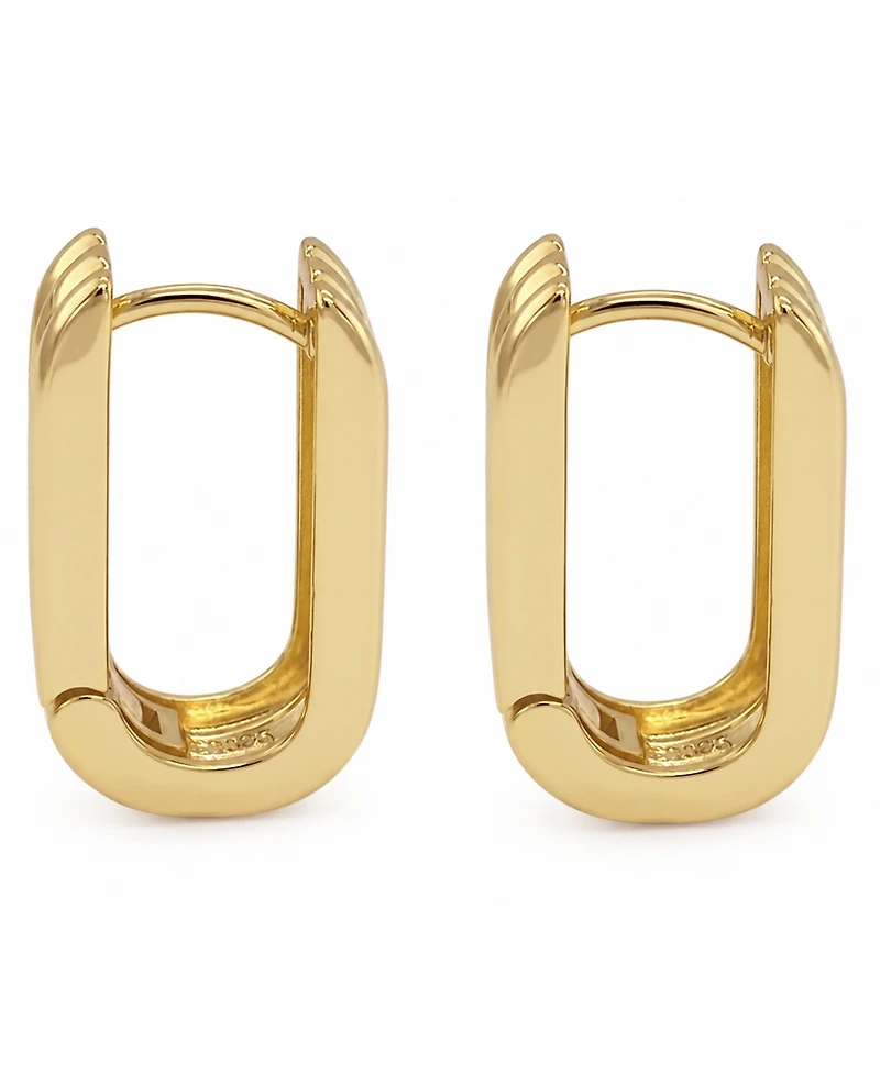 And Now This 18k Gold Plated Brass Ribbed Oblong Huggie Hoops Earrings, Macy's Exclusive