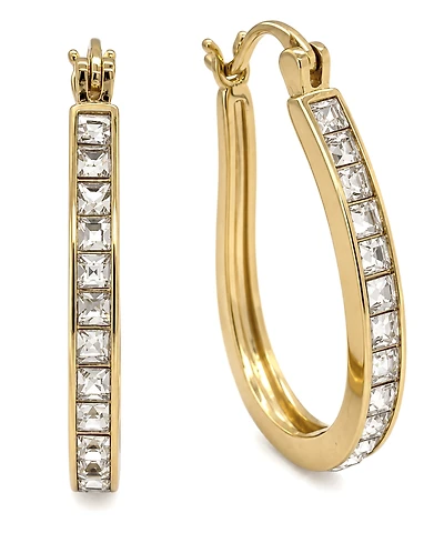And Now This Crystal Oblong 18k Gold-Plated Brass Hoop Earrings, Macy's Exclusive