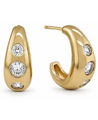 And Now This Cubic Zirconia 3 Stone Hoop Earrings