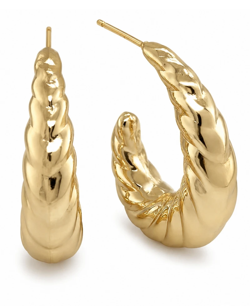 And Now This Silver and Gold Twisted Puff J Hoop Earrings