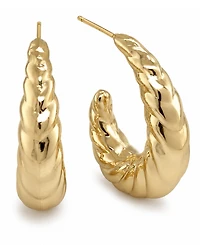 And Now This Silver and Gold Twisted Puff J Hoop Earrings