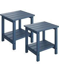 homfan Set of 2 Hdpe Side Table – 18"x15" 2-Tier Outdoor End Table for Patio, Pool or Backyard