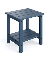 homfan Adirondack Square Outdoor Side Table – 2-Tier Storage Patio Side Table, Hdpe End Table for Patio, Pool, Deck, Indoor or Backyard