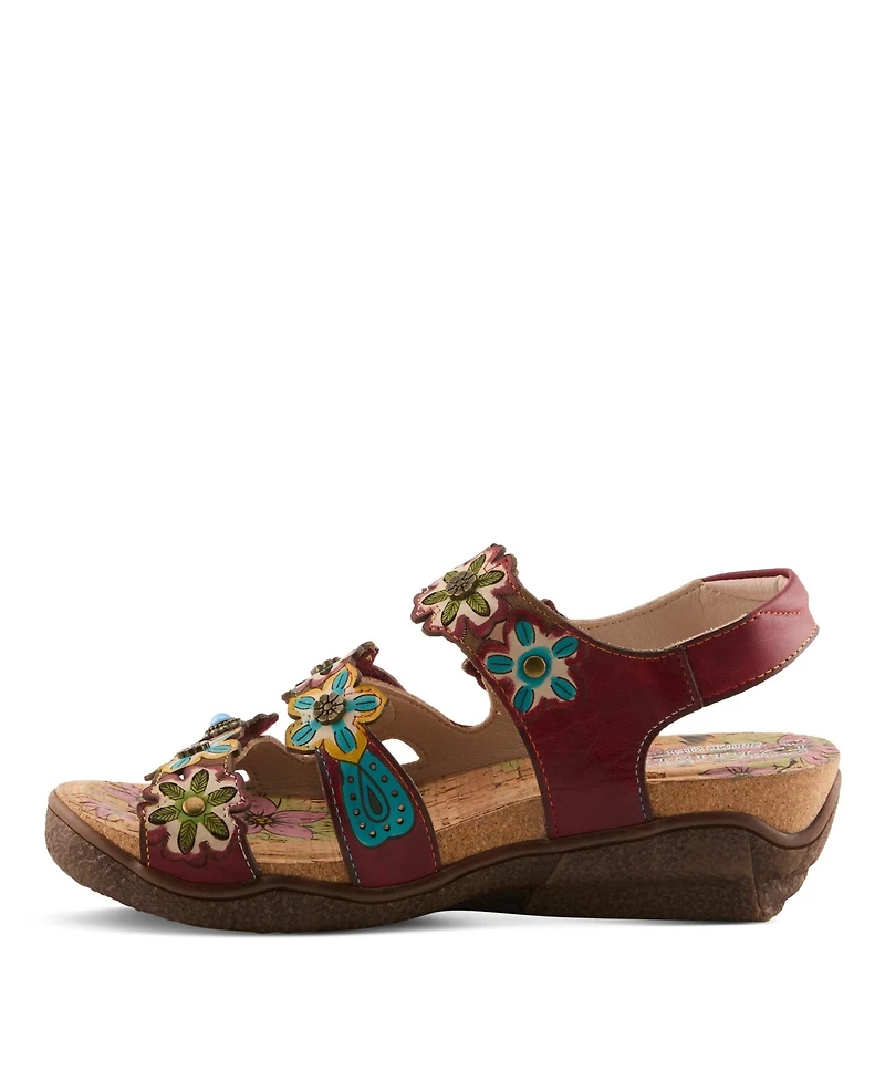L'Artiste Women's Spring Step Bethie Leather Wedge with Hand-Painted Vamp