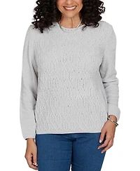 Alfred Dunner Petite Classic Cable Pullover Chenille Sweater