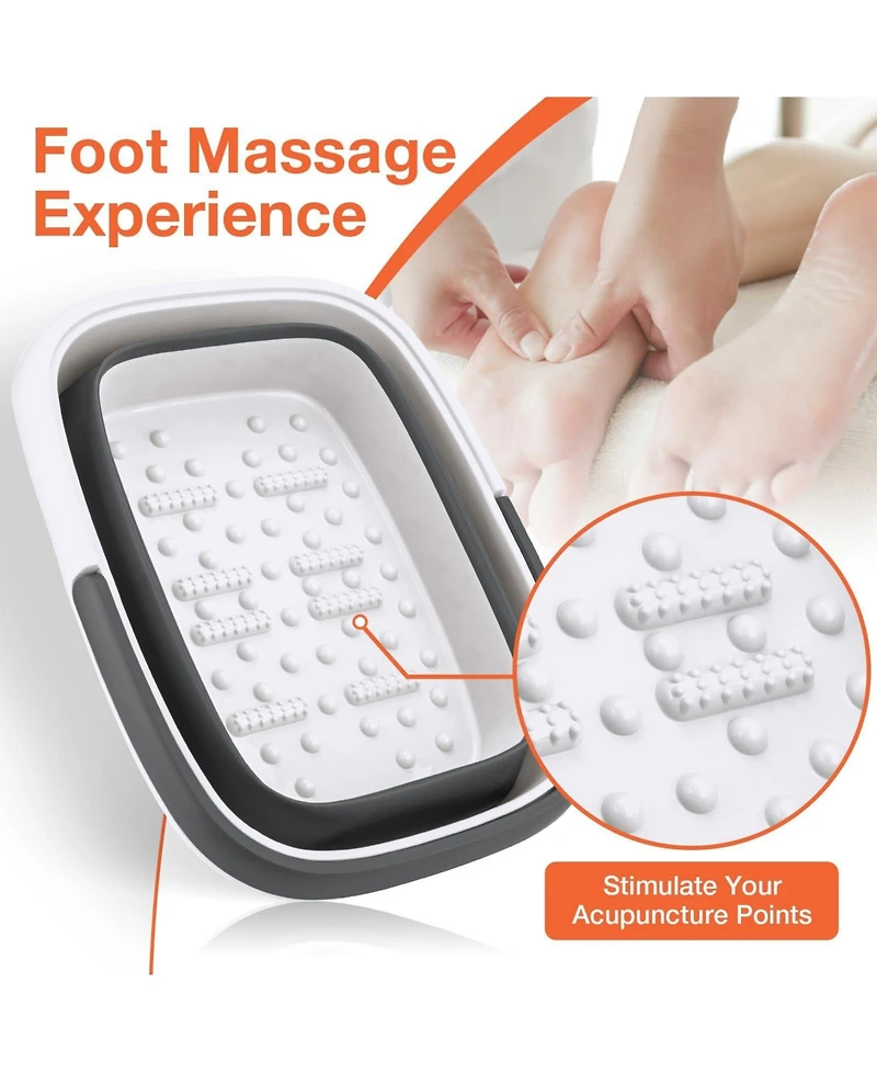 Piscifun Foldable Portable Foot Bath Tub with Massage Points Large Capacity Spa Soaking Bucket