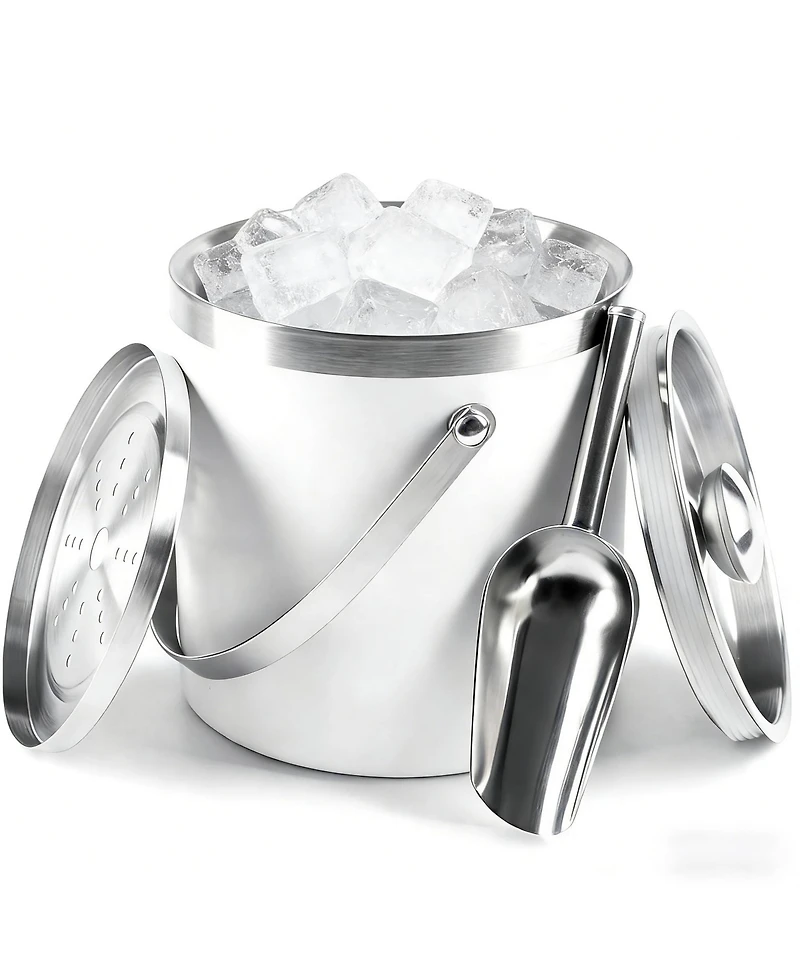 Piscifun 3 Liter Double Wall Stainless Steel Ice Bucket With Scoop Lid For Cocktail Bar Parties Camping
