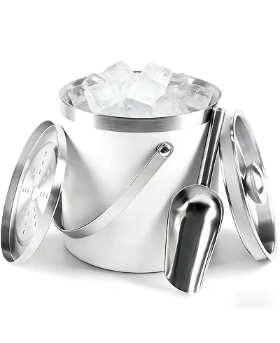 Piscifun 3 Liter Double Wall Stainless Steel Ice Bucket With Scoop Lid For Cocktail Bar Parties Camping