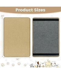 Hongge 6-Piece Cat Scratcher Mat Set 24 x 16 Inch Sisal Scratching Pads with Anti-Slip Backing