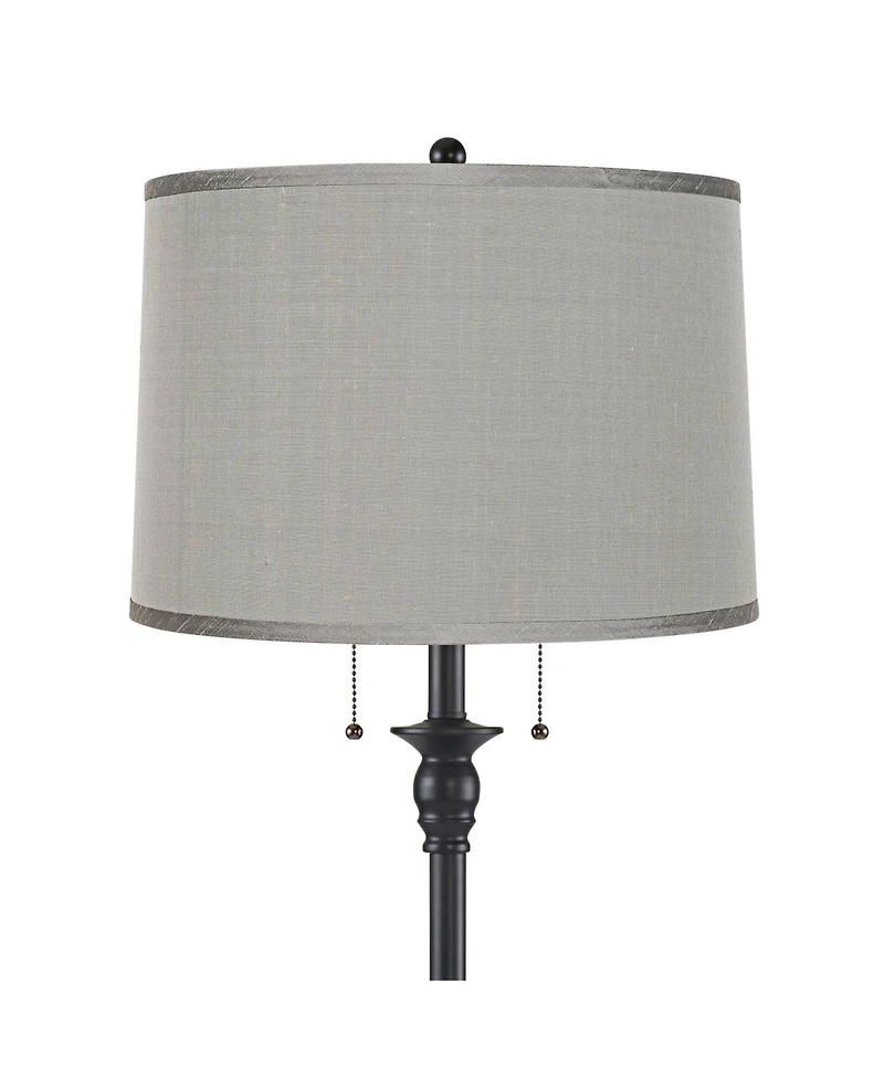 360 Lighting Dyna Traditional 58" Tall 2-Light Standing Floor Lamp Skinny Pole Pull Chain Finish Drum Platinum Shade