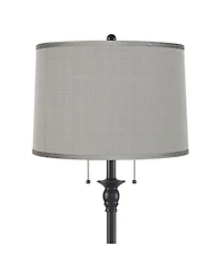 360 Lighting Dyna Traditional 58" Tall 2-Light Standing Floor Lamp Skinny Pole Pull Chain Finish Drum Platinum Shade