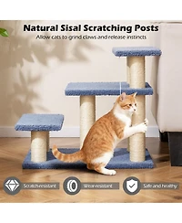 Hongge 3-Tier 20 Inch Cat Stairs with Sisal Scratching Posts and Hanging Toy Ball
