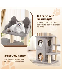 Hongge 48 Inch Cat Tree with 2-Story Condo 3 Hideaway Caves and Sisal Posts for Large Cats