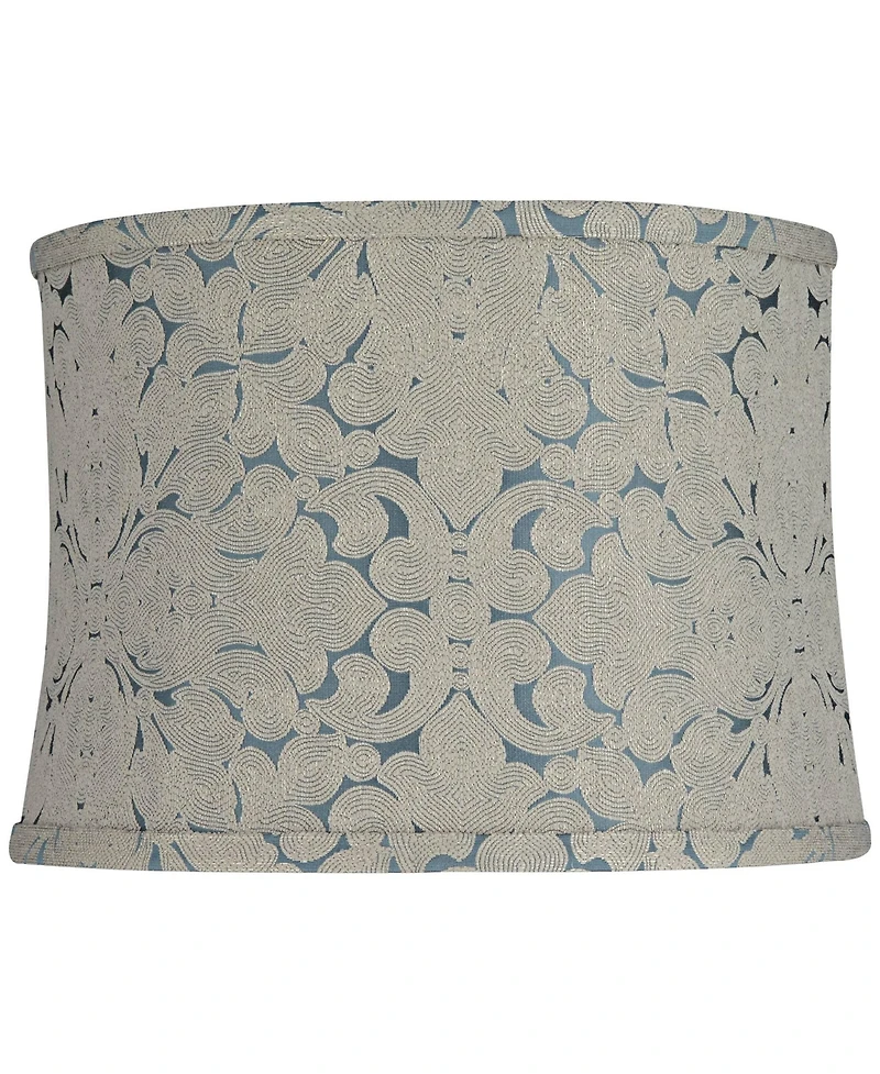 Springcrest 13" Top x 14" Bottom x 10" High x 10" Slant Print Lamp Shade Replacement Plaska Drum Softback Washer Harp Finial