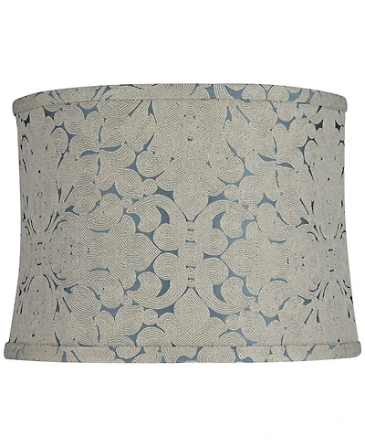 Springcrest 13" Top x 14" Bottom x 10" High x 10" Slant Print Lamp Shade Replacement Plaska Drum Softback Washer Harp Finial