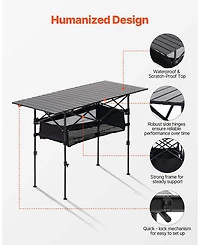 Sevorley Folding Aluminum Camping Table with Adjustable Height and Carry Bag