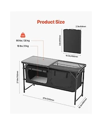 Sevorley Lightweight Folding Camping Kitchen Table with 3 Adjustable Heights