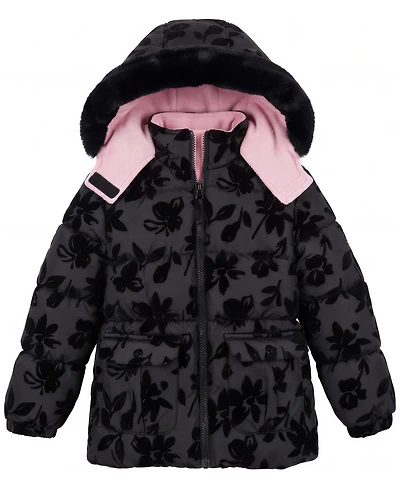 Kensie Girl Toddler Girls' 2T-5T Floral Flocked Puffer Jacket