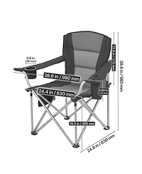 Sevorley Oversized Camping Chairs Set of 2 with Cooler Bag, Cup Holder and Side Pocket, 450 lb Capacity