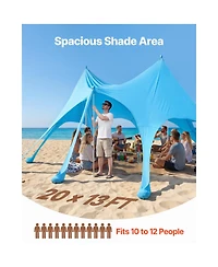 Sevorley Pop Up Beach Tent Sun Shelter, Upf 50 Plus, 20 x 13 feet Canopy