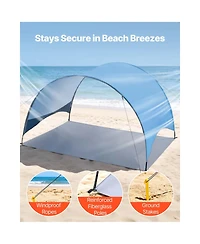 Sevorley 4-Person Beach Tent Sun Shelter with Upf 50 Plus Canopy