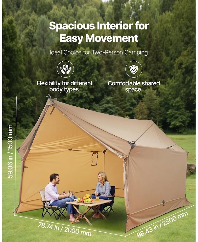 Sevorley 2-Person Cabin Hot Tent with Stove Jack, Waterproof 4-Season Winter Tent