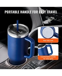 Sevorley 40 oz Insulated Water Bottle, Stainless Steel Travel Coffee Mug with Handle Lid, Leakproof Flask