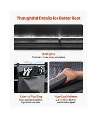 Sevorley Aluminum Hard Shell Rooftop Tent for 2-3 Person with Led Light, Window and Mattress