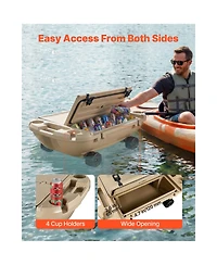 Sevorley 40 Quart Floating Cooler, Amphibious Ice Chest with Wheels, Tow Rope and Dry Storage