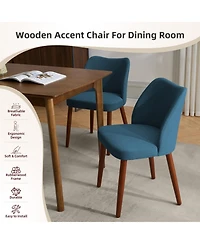 homfan 4 Set of Upholstered Dining Chairs, Thick Cushioned Seat, Sturdy Wooden Legs with Leveling Feet, Modern Kitchen, Room Chairs