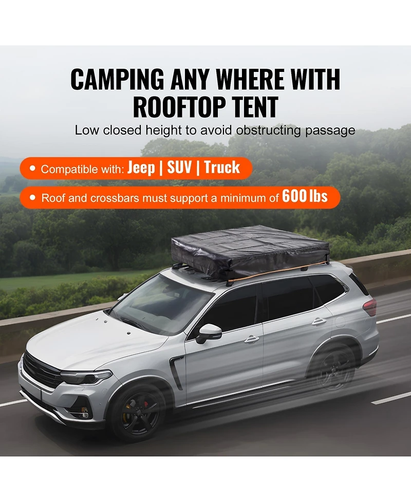 Sevorley Hard Shell Rooftop Tent for 2-3 Person, Foldable with Telescopic Ladder