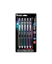 Pentel EnerGel Rtx Dark Matter (0.7mm) Metal Tip, Medium Line, Assorted Ink, 5-Pk