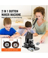 Sevorley 2-in-1 Button Maker Machine, 1.25 and 2.25 Inch Badge Press Kit with 500 Parts and Magic Book