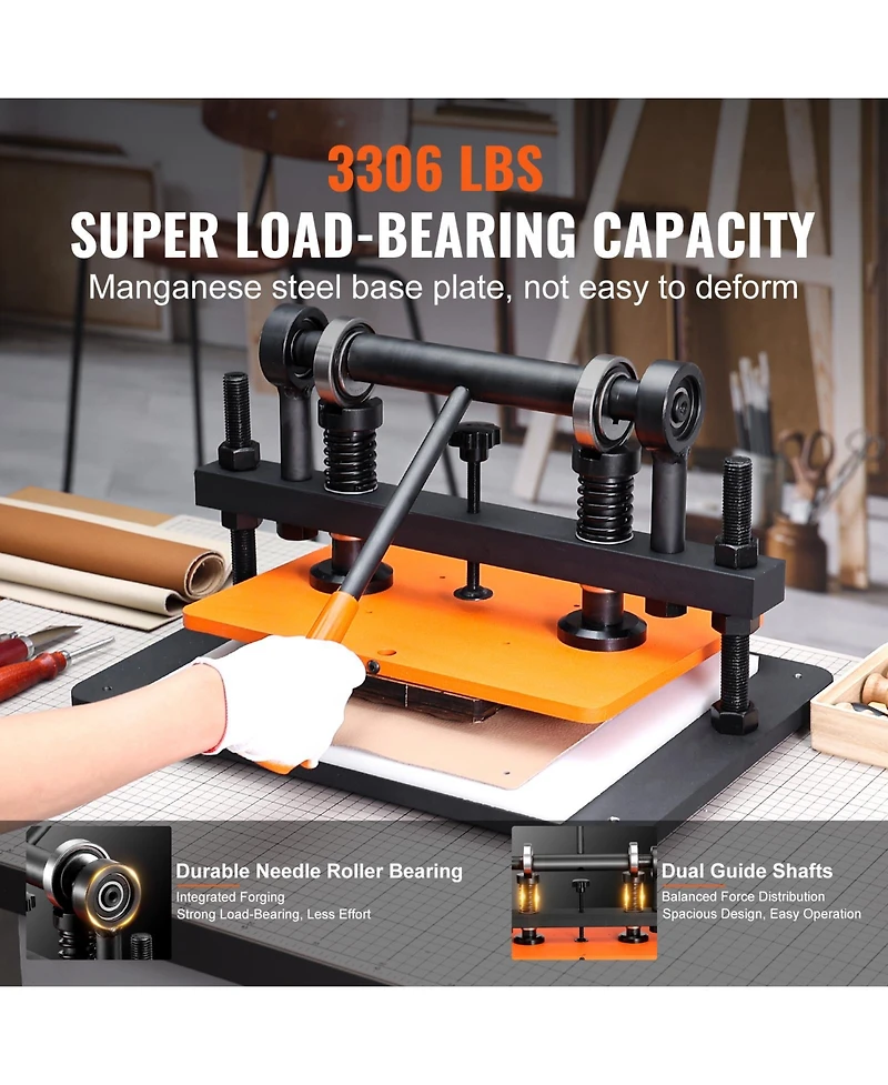 Sevorley Manual Leather Cutting Machine with 14.2 x 10.2 in Embossing Plate