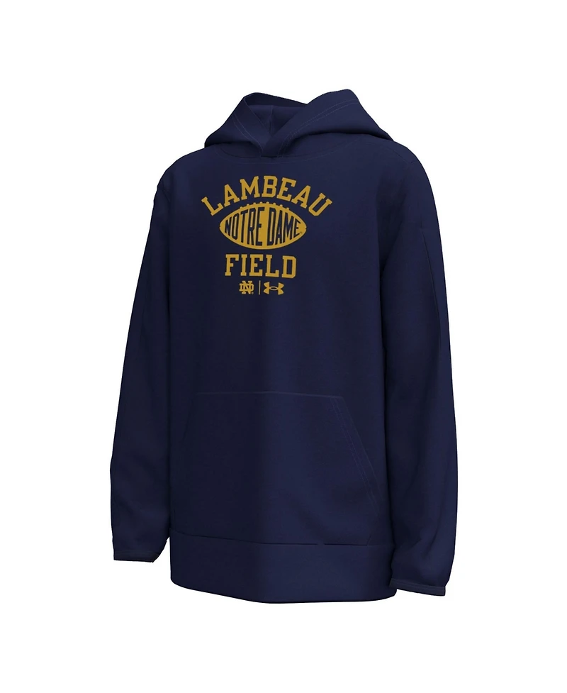 Under Armour Big Boys and Girls Navy Notre Dame Fighting Irish 2026 Shamrock Series Arch Field Sign Fleece Hoodie