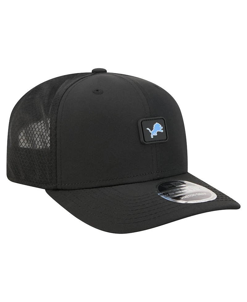 New Era Men's Black Detroit Lions Micro Badge 9SEVENTY Adjustable Hat