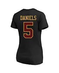 Fanatics Women's Jayden Daniels Black Washington Commanders Plus Name Number V-Neck T-Shirt