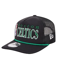 New Era Men's Black Boston Celtics Team Logo Foam Front 19TWENTY A-Frame Trucker Adjustable Hat