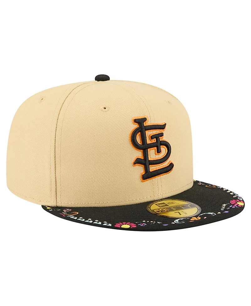 New Era Men's Light Beige St. Louis Cardinals Two-Tone Embroidered Visor 59FIFTY Fitted Hat