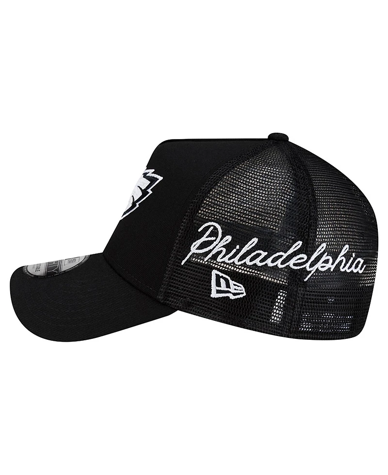 New Era Men's Black Philadelphia Eagles City Script 9FORTY A-Frame Adjustable Hat