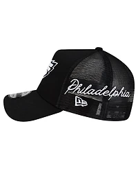New Era Men's Black Philadelphia Eagles City Script 9FORTY A-Frame Adjustable Hat