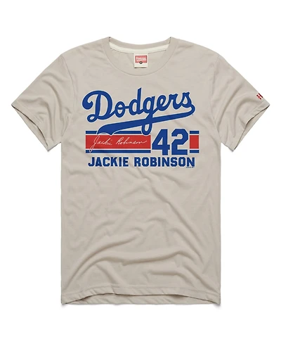 Homage Men's Jackie Robinson Stone Brooklyn Dodgers Signature Name Number Tri-Blend T-Shirt